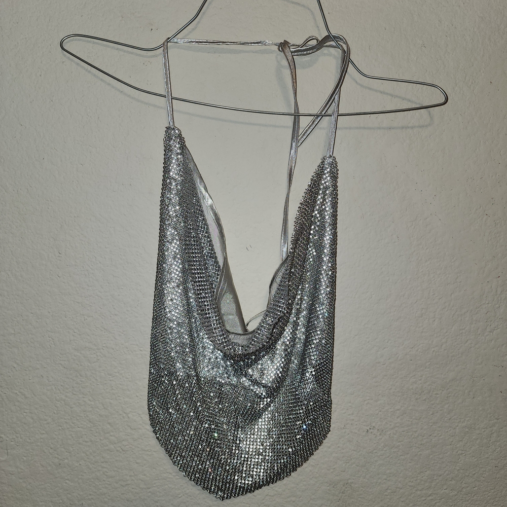 Silver Sequin Crop Top